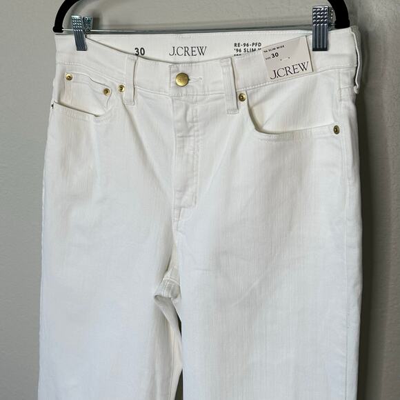 J.Crew Women's Slim Wide-Leg White Jeans High Rise Denim Size 30 New - Picture 4 of 12
